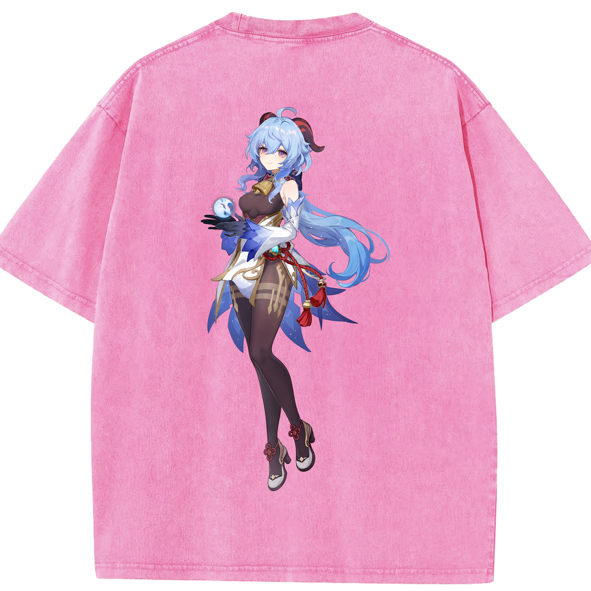 げんし神 甘雨 かんう genshin Ganyu 綿100% ヴィンテージ風 半袖Tシャツ（背面プリント）